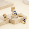 Graceful Luxurious Exquisite CZ & Sapphire-Tone Designe Jewelry Set for Women | Premium Gold-Plated Pendant with Matching Earrings | Timeless Party & Wedding Wear