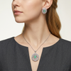 Graceful Luxurious Green Stone Pendant & Earrings Set for Women | Premium Silver-Tone Floral Designer Jewelry | Timeless Elegant Party Wear