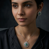 Graceful Luxurious Green Stone Pendant & Earrings Set for Women | Premium Silver-Tone Floral Designer Jewelry | Timeless Elegant Party Wear