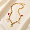 Playful Fruit Charm Gold-Toned Anti Tarnish Chain Necklace