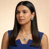 Royal AD Sapphire Bloom Pendant & Stud Earrings Set – Silver-Toned Crystal Floral Design