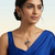 Sapphire Blue AD Geometric Pendant Necklace & Stud Earrings Set for Women | Gold-Plated Geometric Floral Design Jewellery Set ________________________________________
