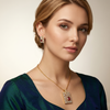 Royal Ruby AD Pendant Set with Stud Earrings – Gold Plated Geometric Crystal Jewellery Set