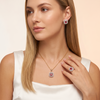 Luxury Ruby Red AD Crafted Silver Base Pendant, Stud Earrings & Finger Ring Jewelry Set