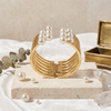 Anti Tarnish Graceful Gold-Tone Multi-Layer Pearl Cuff Bangle for Women | Luxury Statement Bracelet with Pearl Accents