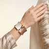 Elegant Gold-Tone Dual Shade Statement Cuff Bracelet for Women | Ivory & Bronze Textured Enamel Bangle