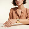 Gold-Tone Textured Statement Anti tarnish Cuff Bangle for Women | Contemporary Wide Open Bracelet