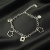 Sophisticated Silver-Toned Charm Bracelet – Contemporary Floral & Geometric Link Bracelet for Women