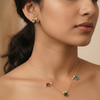 Charming Anti-Tarnish Multicolor Crystal Bow Necklace & Stud Earrings Set