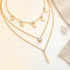 Celestial Pearl Charm 3-Layered Gold-Tone Necklace