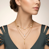 Celestial Pearl Charm 3-Layered Gold-Tone Necklace