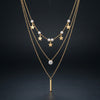 Celestial Pearl Charm 3-Layered Gold-Tone Necklace