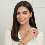 Timeless Clover Charm Jewellery Set – Necklace, Bracelet, Stud Earrings & Finger Ring