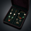 Timeless Clover Charm Jewellery Set – Necklace, Bracelet, Stud Earrings & Finger Ring