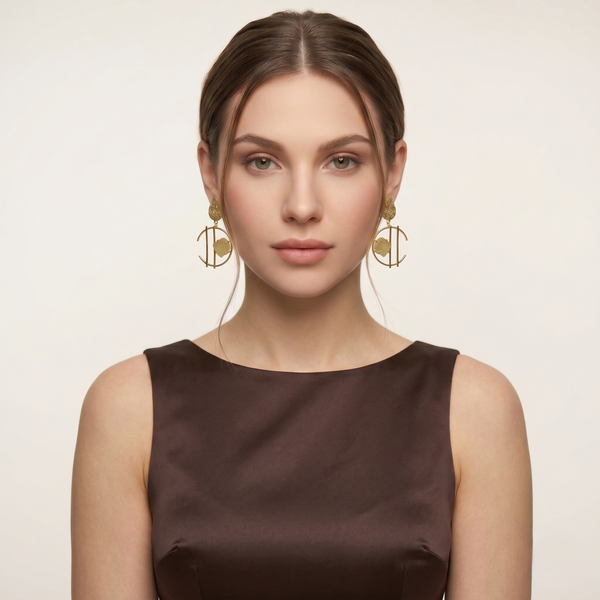 Aurora Geometric Natural Stone Statement Drop Earrings
