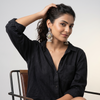 Royal Oxidised Silver-Tone Peacock Jhumka Earrings with Kundan, Green Stone & Pearl Drops | Traditional Ethnic Statement Earrings for Women