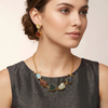 Exquisite Multi-Stone Uncut Gem Necklace & Drop Earrings Set – Gold-Tone Statement Jewelry