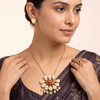 Premium Baroque Pearl Statement Pendant Necklace Set with Handcrafted Meenakari Motif & Matching Stud Earrings | Gold-Plated Ethnic Jewellery