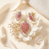 Elegant Pink Marquise Gemstone Teardrop Pendant with Matching Stud Earrings Set