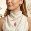 Elegant Pink Marquise Gemstone Teardrop Pendant with Matching Stud Earrings Set