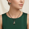 Emerald Green Agate & Pavé Diamond Deco Set in 14K Rose Gold – Pendant and Stud Earrings