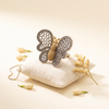 Vintage Dual-Tone Butterfly Statement Finger Ring | Antique Silver & Gold Finish Adjustable Cocktail Ring for Women