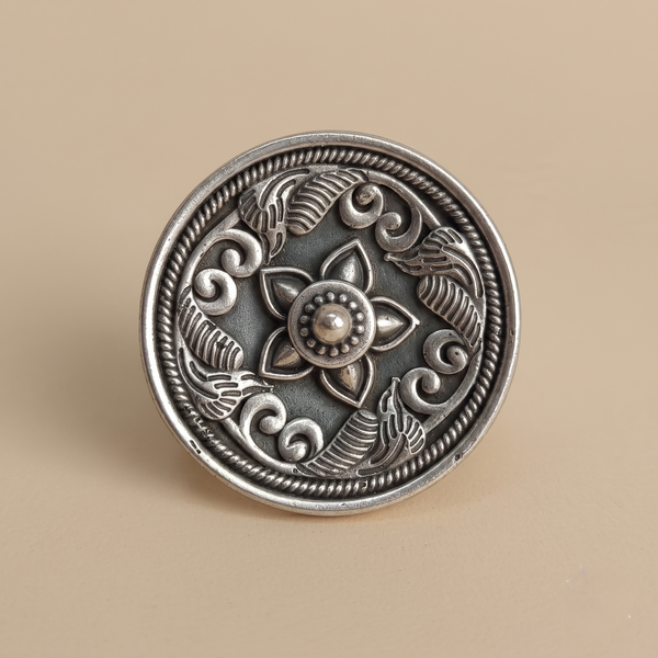 Handcrafted Bohemian Adjustable Oxidised Silver Ring for Women