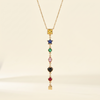 Exquisite Multicolor Gemstone Y-Chain Necklace – Gold-Toned Anti tarnish Contemporary Pendant Chain for Women