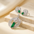 Graceful Luxurious Emerald Green CZ Pendant & Earrings Set for Women | Premium Silver-Tone Floral Designer Jewelry | Timeless Party & Wedding Wear