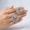 Premium Lavender Crystal Pendant & Earrings Set – Exquisite Silver-Toned Statement Jewellery