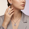 Lavender Crystal Geometric Jewellery Set – Ring, Pendant & Stud Earrings