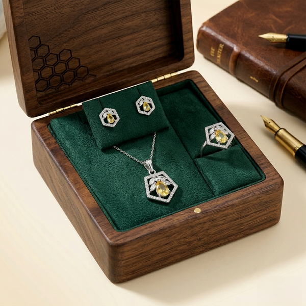 Radiant Pentagonal Yellow Stone Jewellery Set