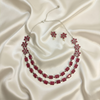 Ruby Blossom Silver-Tone Statement Necklace & Drop Earring Set