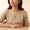 Emerald Green Crystal Pendant & Stud Earrings Set – Gold Plated Elegance