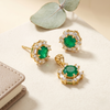 Emerald Green Crystal Pendant & Stud Earrings Set – Gold Plated Elegance
