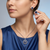 Royal Blue Floral Halo AD Silver-Plated Pendant & Stud Earrings Set