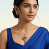 Sapphire Blue AD Geometric Pendant Necklace & Stud Earrings Set for Women | Gold-Plated Geometric Floral Design Jewellery Set ________________________________________