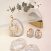 Luxury Gold-Tone AD Floral Heart Pendant & Stud Earrings Set | Sparkling Cubic Zirconia Designer Jewelry for Women