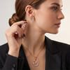 Luxury Gold-Tone AD Floral Heart Pendant & Stud Earrings Set | Sparkling Cubic Zirconia Designer Jewelry for Women