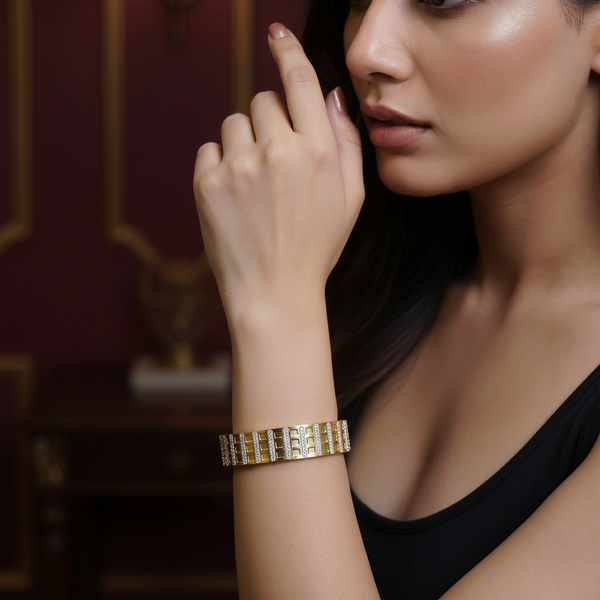 Luxe Anti-Tarnish Crystal-Studded Gold-Tone Bangle