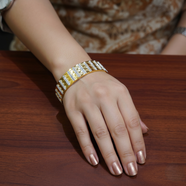 Luxe Anti-Tarnish Crystal-Studded Gold-Tone Bangle