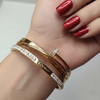 Stylish Crystal Nail-Inspired Gold-Tone Bangle – Elegant Designer Statement Jewellery for Women