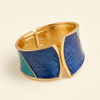 Luxury Gold-Tone Blue Textured Statement Cuff Bracelet for Women | Contemporary Enamel Finish Bangle
