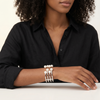 Radiant Silver-Tone Pearl Cuff Bangle for Women | Contemporary Openable Statement Bracelet