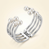 Radiant Silver-Tone Pearl Cuff Bangle for Women | Contemporary Openable Statement Bracelet