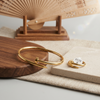 Classic Anti-Tarnish Nail Design Bangle & Matching Finger Ring Set – Gold Finish