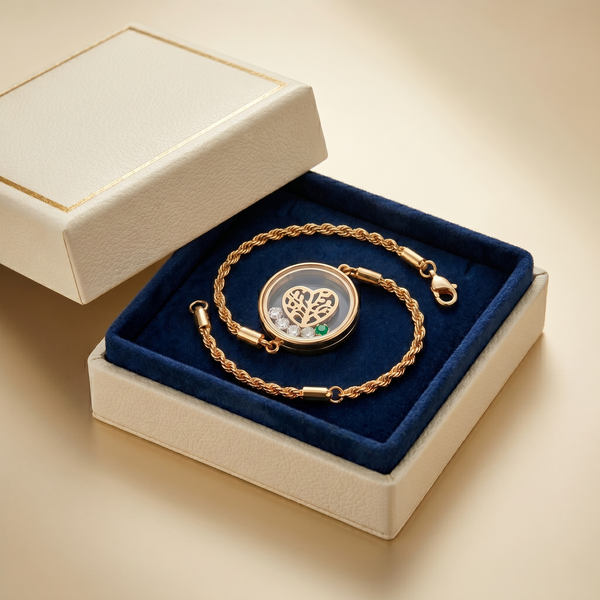 Stylish Gold-Toned Anti Tarnish Heart Charm Bracelet – Crystal Accent Designer Bracelet for Women