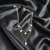 Silver Daisy Double Layered Pendant Necklace