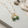 Minimal Floral & Green Beaded Motif Anti-Tarnish Pendant Necklace