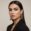 Elegant Textured Gold-Tone Pearl & Natural Uncut Stone Statement Earrings